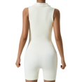 thumbnail image 1 of YFELWZ Women's Plus Size Ribbed Shaping Button Up Sleeveless Yoga Jumpsuit White L, 1 of 5
