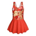 thumbnail image 4 of COEQINE Girls Tank Neck One Piece Swimsuit with Skirt & Liner, Sleeveless Wide Straps V-Back Summer Swim Dress for Swim Lessons & Water Play, Ages 6-7, Cute Dog Strawberry, 4 of 8