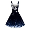thumbnail image 3 of Women's Christmas Dresses - Formal Dress for Women, Womens Vintage Christmas Dress Xmas Snowflake Print Dresses Sleeveless Tunic Pleated Dress, 3 of 3