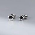 thumbnail image 5 of EOEMY 6mm Black Star Stud Earrings 925 Sterling Silver Womens Jewellery New Screw Back, 5 of 6