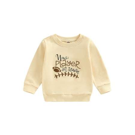 

Sunisery Kids Toddler Boys Autumn Pullover Tops Casual Long Sleeve O Neck Letter Rugby Print Sweatshirt Tops Beige Style 4 18-24 Months