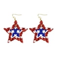thumbnail image 2 of QIQUWOHUL Independence Day Earrings Red White And Blue Five Pointed Star Exaggerated Geometric European And American Holiday Earrings, 2 of 9