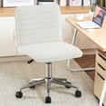 thumbnail image 3 of Furniliving Modern PU Leather Armless Office Chair Adjustable Swivel Office Desk Chair with Wheels Task Chair for Home Office, White, 3 of 12