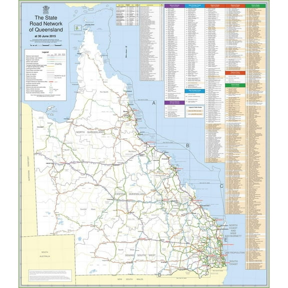Wall Art Impressions 24x27in Photographic Quality Poster Large detailed road map of Queensland