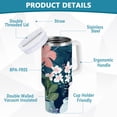 thumbnail image 2 of Yayeee 40oz Double-Wall Insulated Stainless Steel Tumbler with Handle Bottle, Pink Flowers, 2 of 8
