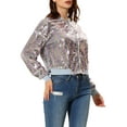 thumbnail image 4 of Chaqueta de lentejuelas para mujer INSPIRE CHIC con cierre de cremallera y bolsillos ocultos, chaqueta bomber L blanca arcoíris, 4 of 7