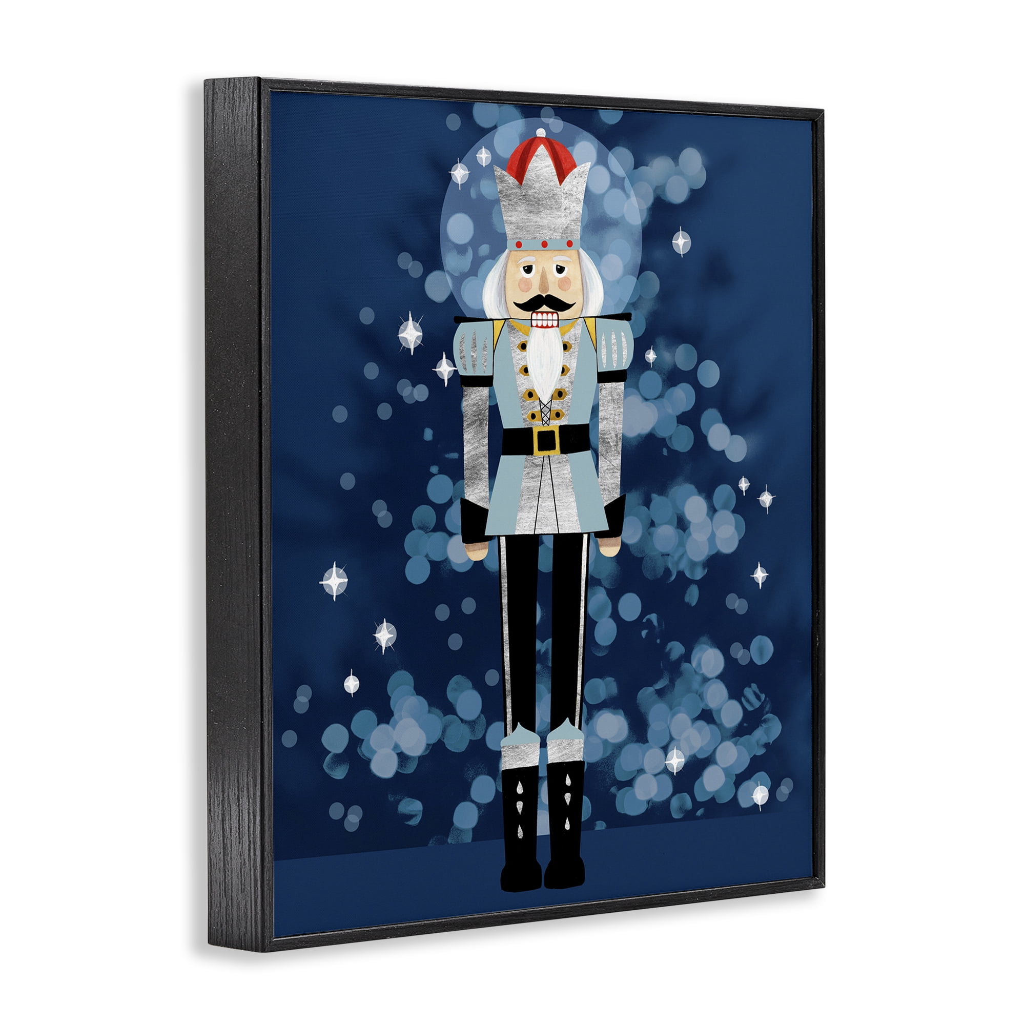 Stupell Industries Blue Holiday Nutcracker Holiday Painting Black Framed Art Print Wall Art, 16 x 20