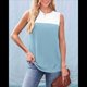 thumbnail image 4 of Camiseta Sin Mangas Informal de Verano con Cuello Redondo y Bloques de Color para Mujer, Color Azul L, 4 of 8