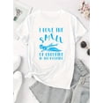 thumbnail image 2 of Camiseta para mujer con Cuello de veranoWomen's Stylish Round Neck Short Sleeve T-Shirt with Creative Swimmer Print, Casual Summer Top, Comfortable Polyester Blend, Machine Washable, Leisure Wear |, 2 of 6