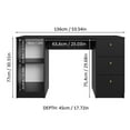thumbnail image 3 of Madesa Executive Computer Writing Desk 53 Inch with 3 Drawers and 1 Door, Metalic Handles Wooden Home Office PC Study Table with Storage - Black, 3 of 10