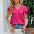 thumbnail image 2 of Ltctricy Blouses for Women Dressy Casual V Neck Ruffle Short Sleeve Solid Color T Shirts 2025 Trendy Summer Tops, 2 of 6