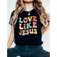 thumbnail image 1 of Love Like Jesus" Graphic Tee for Women - Casual Crew Neck, Short Sleeve, Breathable, Non-See-Through, Perfect for Spring & Summer Tee For Adult, Men, Women, Teen, Teenager, Adolescent, Youth, 1 of 6
