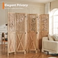 thumbnail image 4 of Jostyle 6 Panel Solid Wood Room Divider Privacy Screen - Freestanding Folding Partition with Barn Door Openwork Design, Paulownia Wood Frame Natural, No Assembly for Living Room, Bedroom, Office, 4 of 10