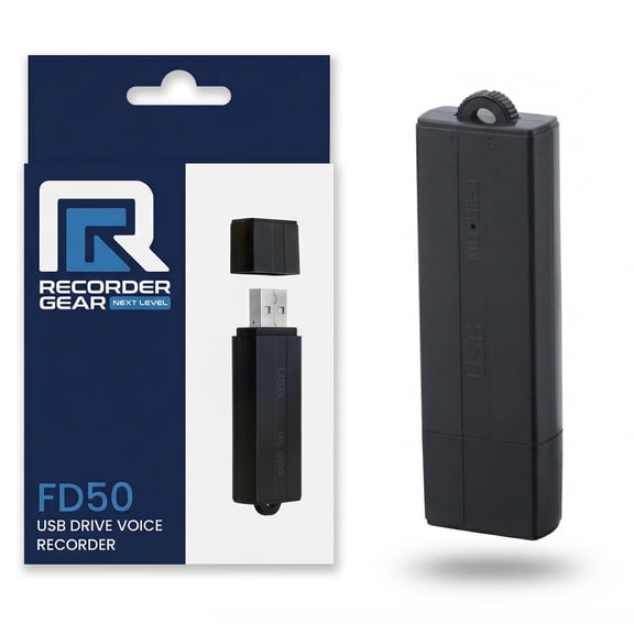 RecorderGear FD50 USB Flash Drive Spy Voice Recorder 8GB, Audio Activated With 25-Day Battery