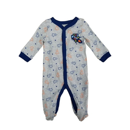 Infant Boys Gray Blast Off Space Ship Rocket Sleep & Play Pajama Sleeper