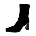 thumbnail image 1 of NECHOLOGY Botas Mujer Adulto Femenino Zapatos Botines mujer Otoño e Invierno Botines de mujer Tacón Tacón grueso Punta cuadrada Color sólido Gamuza Cómodo Casual (Black, 7.5), 1 of 7