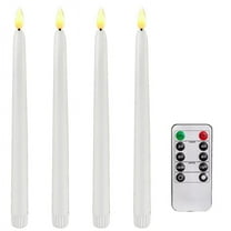 4 Pcs Remote Flameless Candlesticks, Battery Operated LED Taper Candles for Halloween,Wedding Decoration White