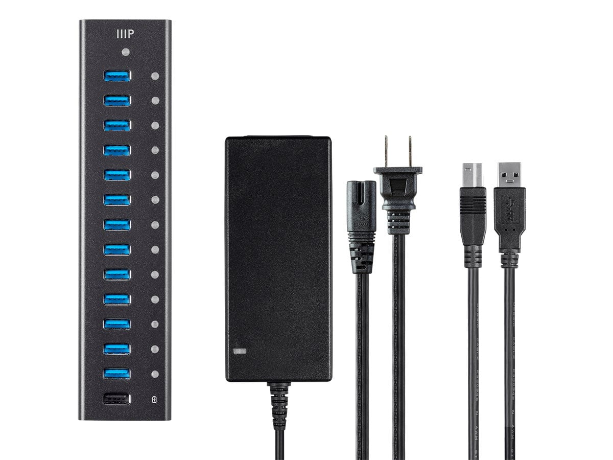 Monoprice 13-Port USB 3.0 Hub, 5Gbps, Heavy Duty Aluminum, Plug And Play With AC Adapter