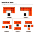 thumbnail image 4 of MRUAKA 7 Pieces Patio Furniture Set, Outdoor Furniture Sectional Rattan Sofa with Slanted Back, Patio Couch with Glass Coffee Table for Backyard Garden Orange, 4 of 7