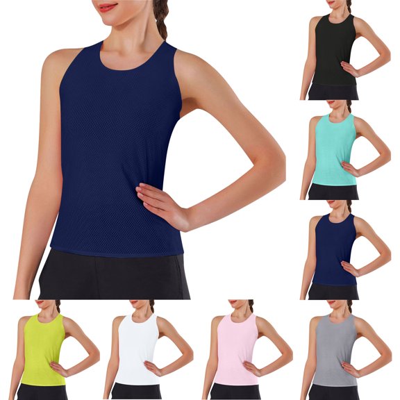 Dgankt Womens Tank Tops Women's 2025 Sports Fitness Yoga Wear Sports Round Neck Camisole