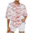 thumbnail image 3 of VBTAPA Womens Christmas Pajamas Shorts Set Xmas Snowflake Printed Short Sleeve T-shirt with Shorts Matching Lounge Pj Sets 2 Piece Holiday Sleepwear D-Multicolor#1 XL, 3 of 8