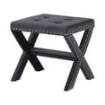 thumbnail image 5 of Velvet Fabric Upholstered Square Accent Bench in Black, 5 of 5
