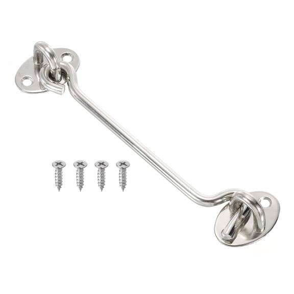 Uxcell 6 Inch Hook Eye Latch, Stainless Steel Privacy Hook and Eye Latch Gate Latch Lock, Silver Tone
