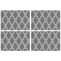 Gray Geometric Pattern Summer Placemats Table Placemats Set Of 4-Linen Kitchen Washable Placemats Table Mats 11.8"x17.7" Non-Slip Heat Resistant