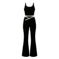 thumbnail image 6 of Frostluinai Womens Workout Sets Pilates Running Tennis Fitness Set Gym Yoga Outfits Crossover Flare Leggings Crop Tank Tops 2 Piece Black S, 6 of 8