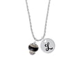 thumbnail image 2 of Delight Jewelry Two-tone Black Round Spinner Silvertone Script Initial Disc - L - Charm Necklace, 20"+3", 2 of 4