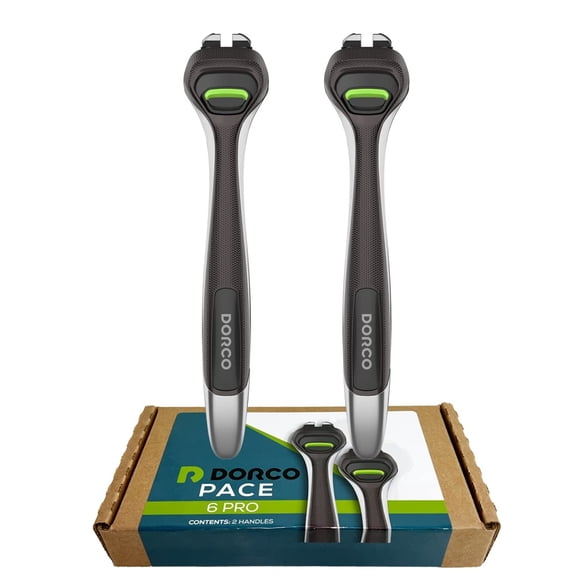 DORCO Pace 6 Pro - Six Blade Razor System with Trimmer - 2 Replacement Handles (Handles Only)