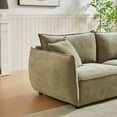 thumbnail image 6 of 3-Seater + 3-Seater + 1-Seater Modern Combo Sofa with 5 Pillows, Linen Fabric Sofa with Wooden Frame for Living Room, Light Green, 6 of 9