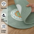 thumbnail image 6 of Placemats Set of 4, Yamaziot 12" Round Placemats Heat Resistant Braid Place Mat, Fabric Woven Washable Dining Table Mats, Mandala Floral Green, 6 of 7