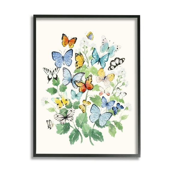 Stupell Industries Butterflies & Spring Florals Animals & Insects Painting Black Framed Art Print Wall Art, 11 x 14
