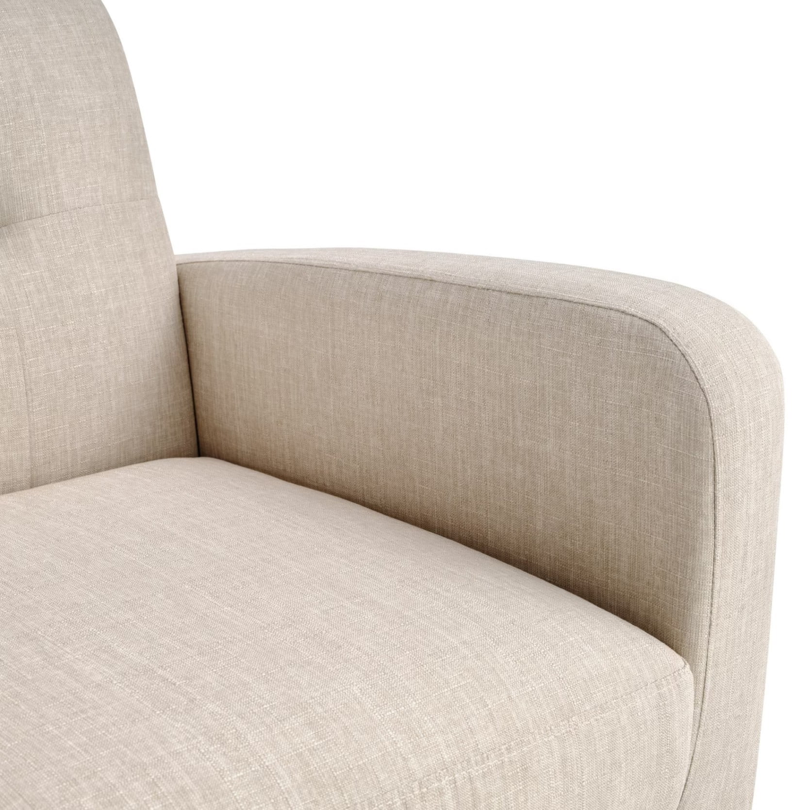 Mid-Century Modern Accent Armchair, Upholstered Fabric Living Room Chair with Deep Seat, Padded Arms & Rubber Wood Legs, Beige