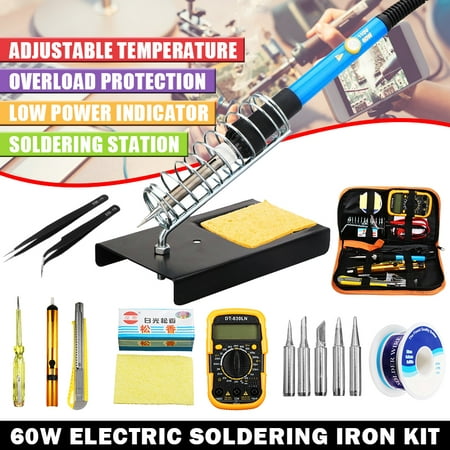 8Pcs 60W 110V Electric Soldering Iron Kit Adjustable Temperature Welder/Weldering Gun Tools Iron Pyrography Leather Craft Hobby Art