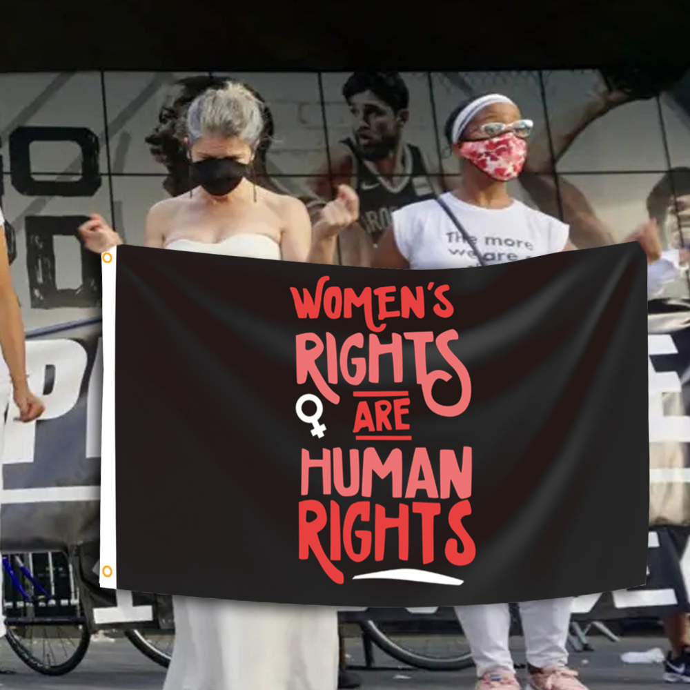 HRSR Women's Rights Are Human Rights Flag with Double Stitched