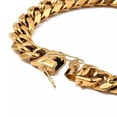 thumbnail image 2 of Men'S Chain Stainless Steel Cuban Link Chain Bracelet Gold 7-10" T27, 2 of 2