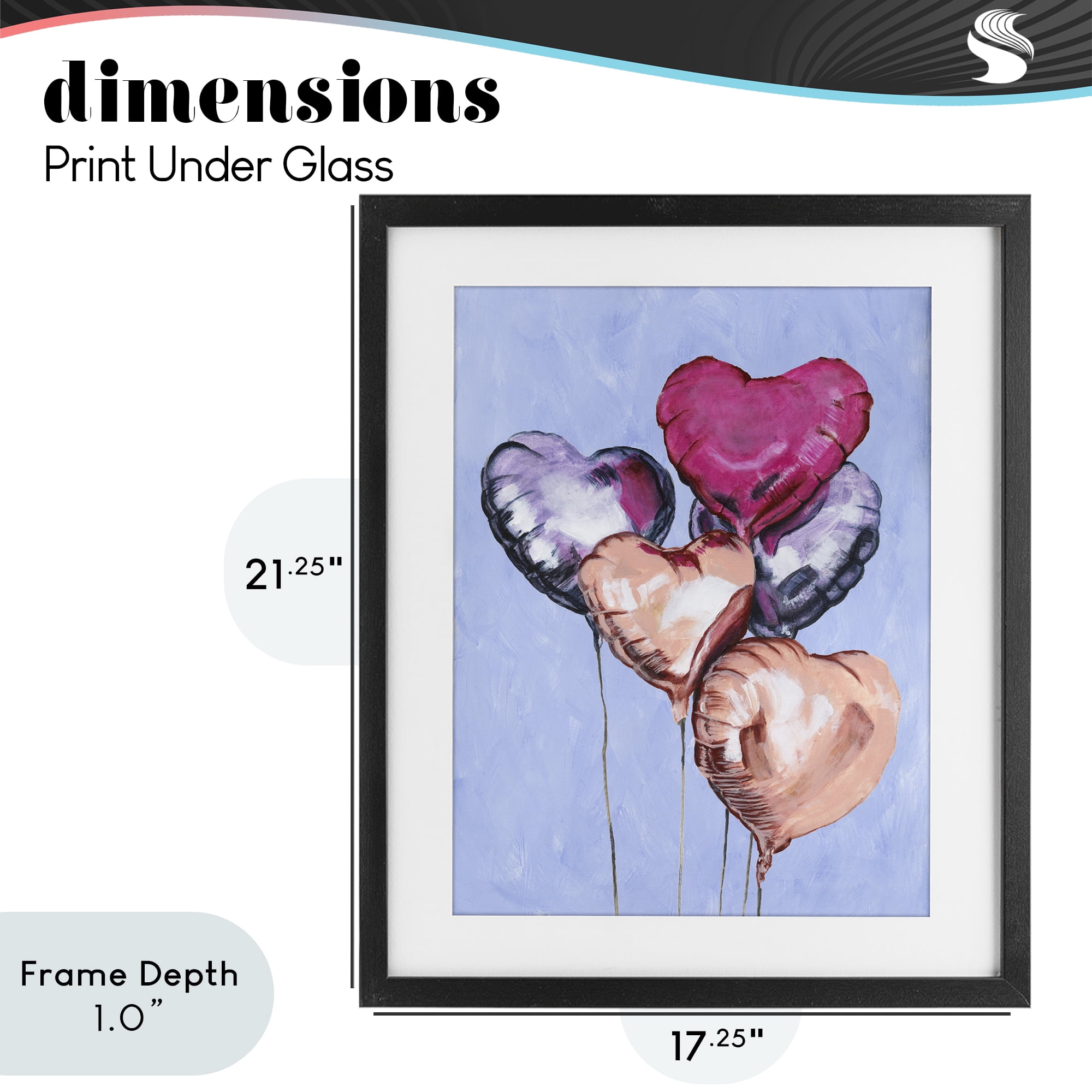 Stupell Industries Vibrant Heart Balloons Black Framed Print Under Glass, design by Michael Willett
