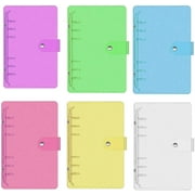 Chris.W 6 Pieces A6 PVC Binder Cover, 6-Ring Transparent Soft PVC Notebook Cover Snap Button with Closure Loose Leaf