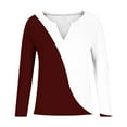 thumbnail image 5 of ATOYSOY Women's Color Block Pullover V Neck Sweatshirts Casual Cotton Shirts Fashion Loose Waffle Tops Outwear Long Sleeve Tees Fall Winter Red XL, 5 of 5