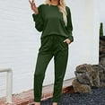 thumbnail image 2 of Cqxid525 Cotton Pajamas for Women Sets for Women 2 Jogger Pajama Long Sleeve Pants Loungewear Sweatsuits Casual Matching Outfits Green 1PC, 2 of 4