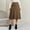 Brown, variant on Women's Solid Suede Patchwork Midi A Line Skirt High Waist Zipper Elastic Waist Casual Flared Skirt Red