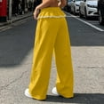 thumbnail image 4 of Women's Ruffle Waist Wide Leg Pants Elastic Lace Trim Lounge Trousers Loose Casual Streetwear Bottoms, 2XL, 4 of 7