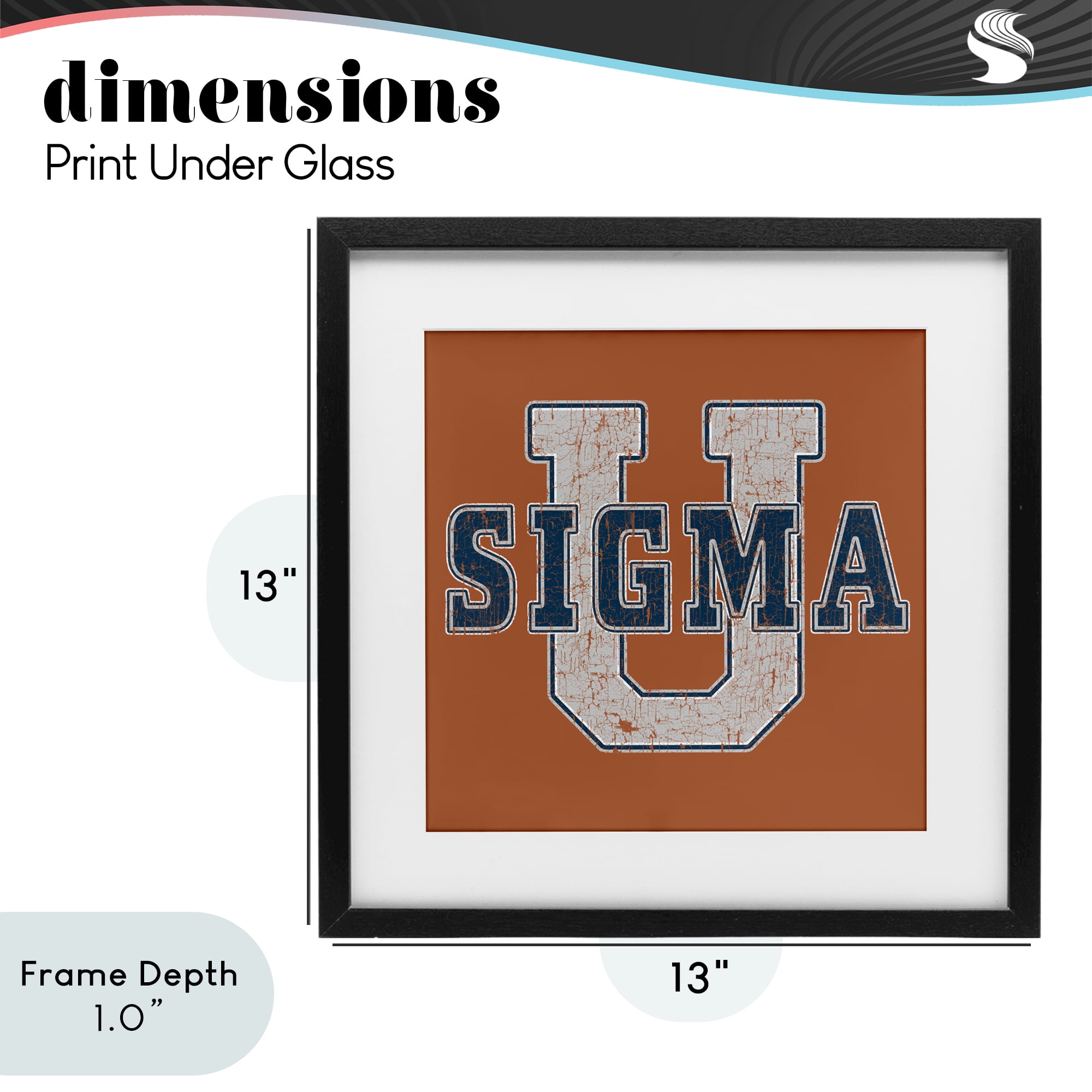 Stupell Industries Sigma University on Brown Black Framed Print Under Glass, design by Grotto Studios