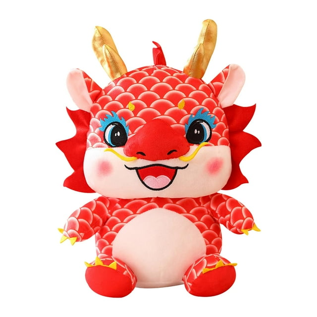 Muñeco de peluche, año Nuevo chino Dragón de peluche de juguete Muñeca de dragón Adorno de juguete Festival de primavera para gabinete de niños de , Rojo Macarena Juguetes de peluche