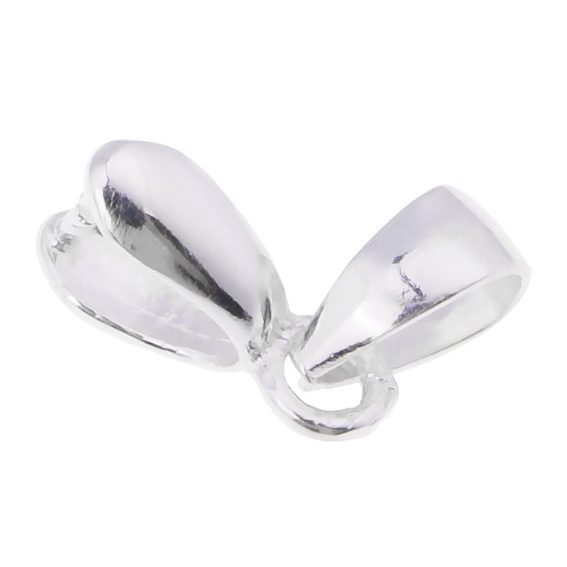 Charm Zulema Conector de broche de doble cabeza chapado en plata Oval Pinch Bails Cierres 14 x 5 x 2 mm