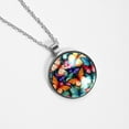thumbnail image 4 of Butterfly Glass Circular Pendant Necklace Jewelry, 4 of 5
