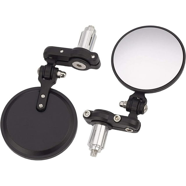 Dkmotork 001-B Espejos Cafe Racer Espejos Laterales Retrovisores Plegables Para Motocicleta, Color Negro, Para Manillares 7/8, Compatibles Con Bicicletas De Calle, Scooters Deportivos, Chopper Cruiser