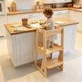 thumbnail image 3 of Toddler Step Stool with Safety Rail, 2-in-1 Convertible Design, Kids Kitchen Standing Tower Helper for Bathroom Sink and Kitchen Counter, Natural, 3 of 7